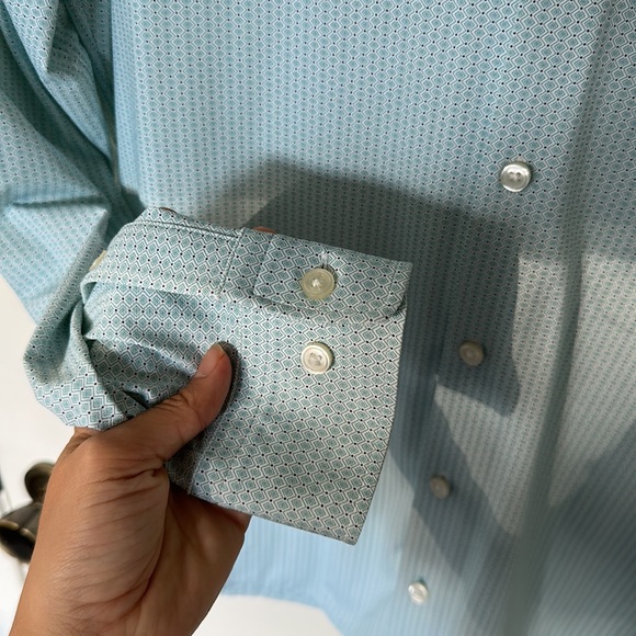 Hugo Boss men’s long sleeve button down shirt size large sharp fit, teal color - Picture 6 of 10